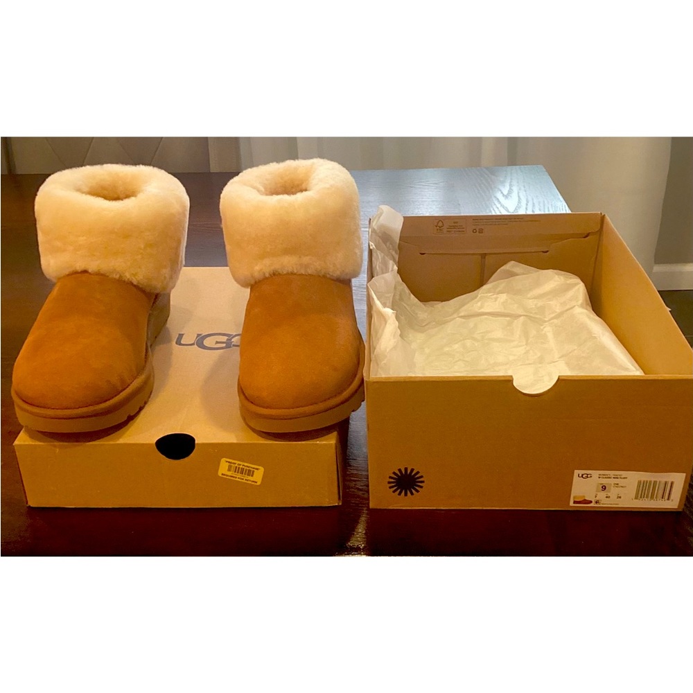 UGG Classic Mini Fluff Chestnut Boots-Women Brand New
